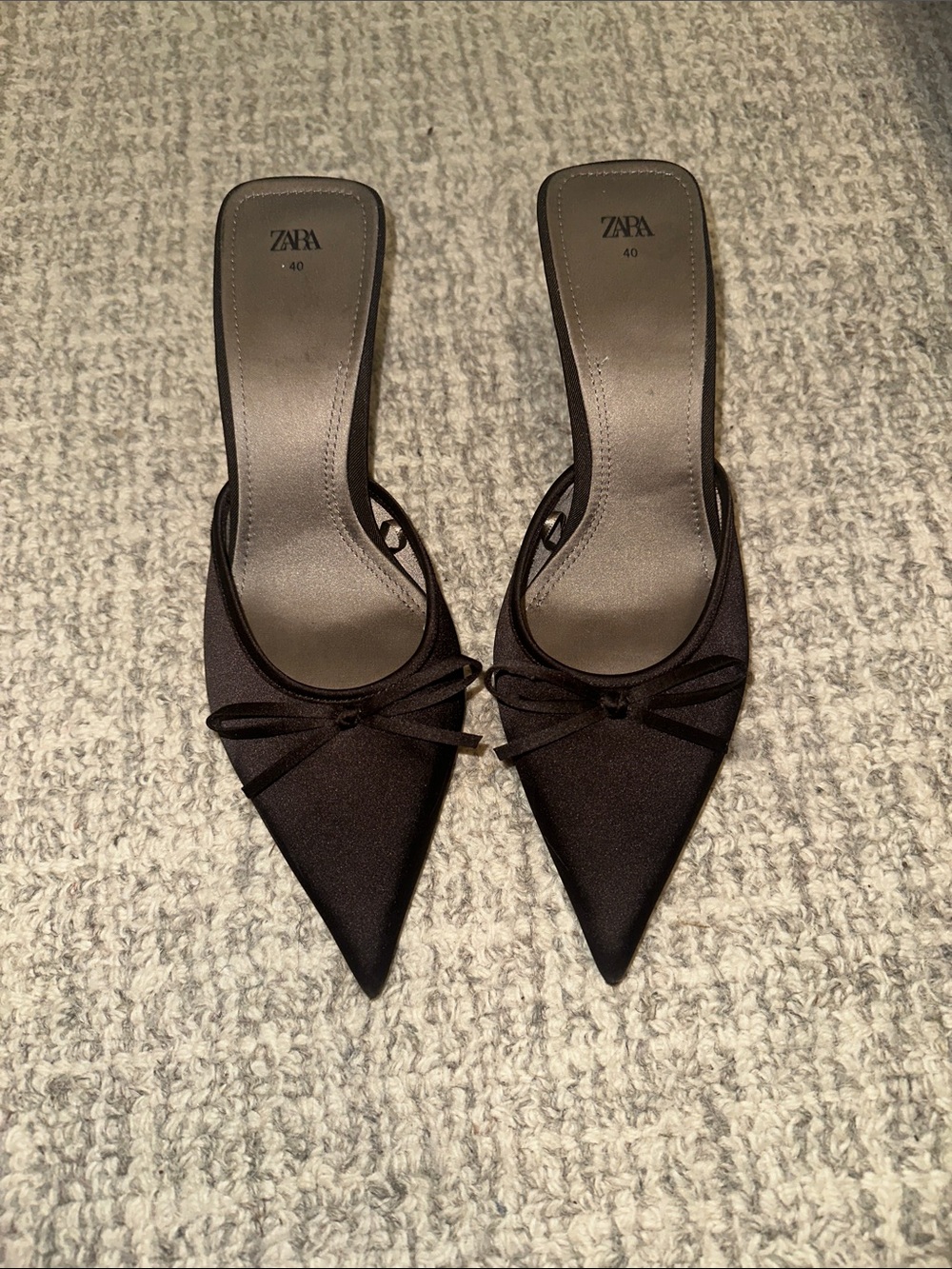 ZARA Pointed Toe Bow Slip-On Mules